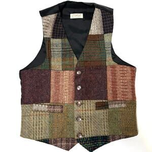 Blarney Woolen Mills Patchwork Tweed Wool Vest Women’s S Small Plaid Waistcoat